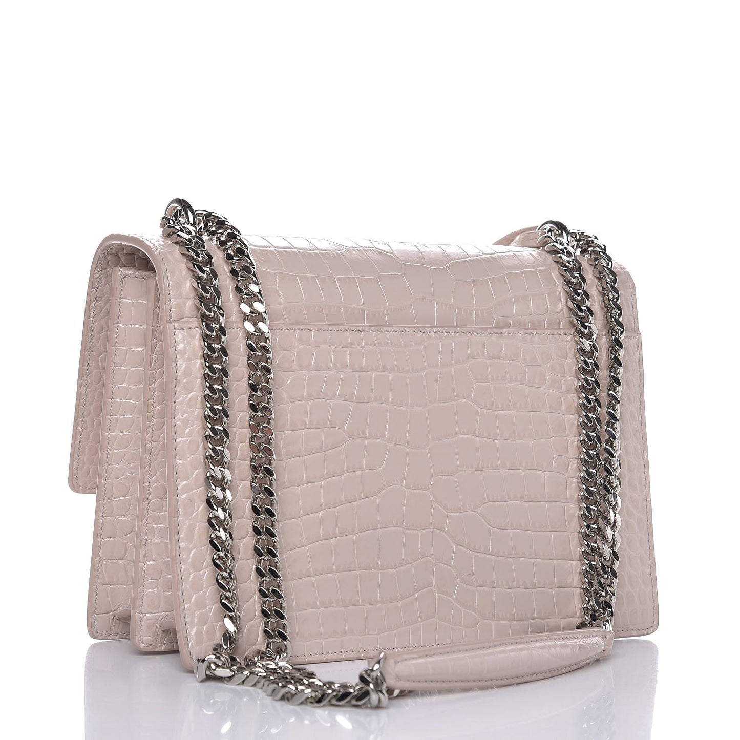 Calfskin Crocodile Embossed Medium Monogram Sunset Powder Pink