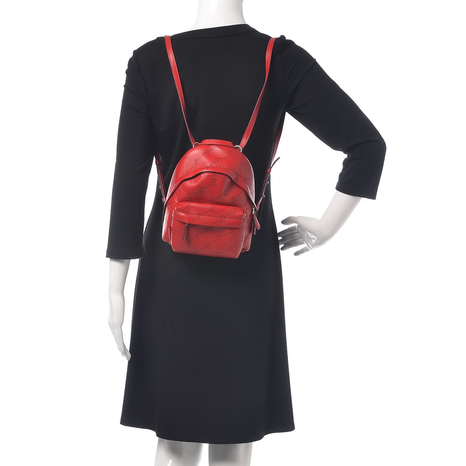 Stella McCartney Eco Alter Nappa Perforated Logo Mini Backpack Red 2 of 9