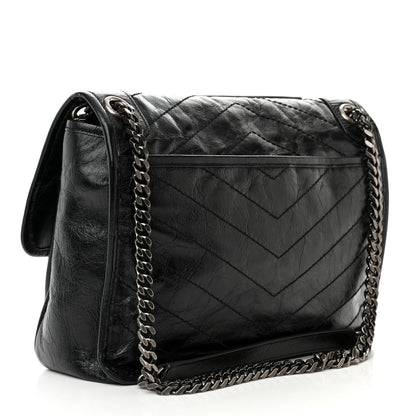 Saint Laurent Crinkled Calfskin Matelasse Monogram Medium Niki Chain Satchel Black 3 of 10