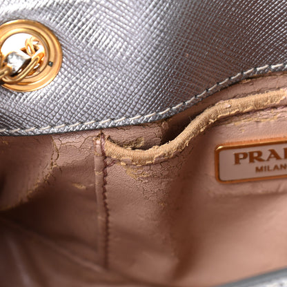 Prada Saffiano Lux Chain Shoulder Bag Argento 5 of 6