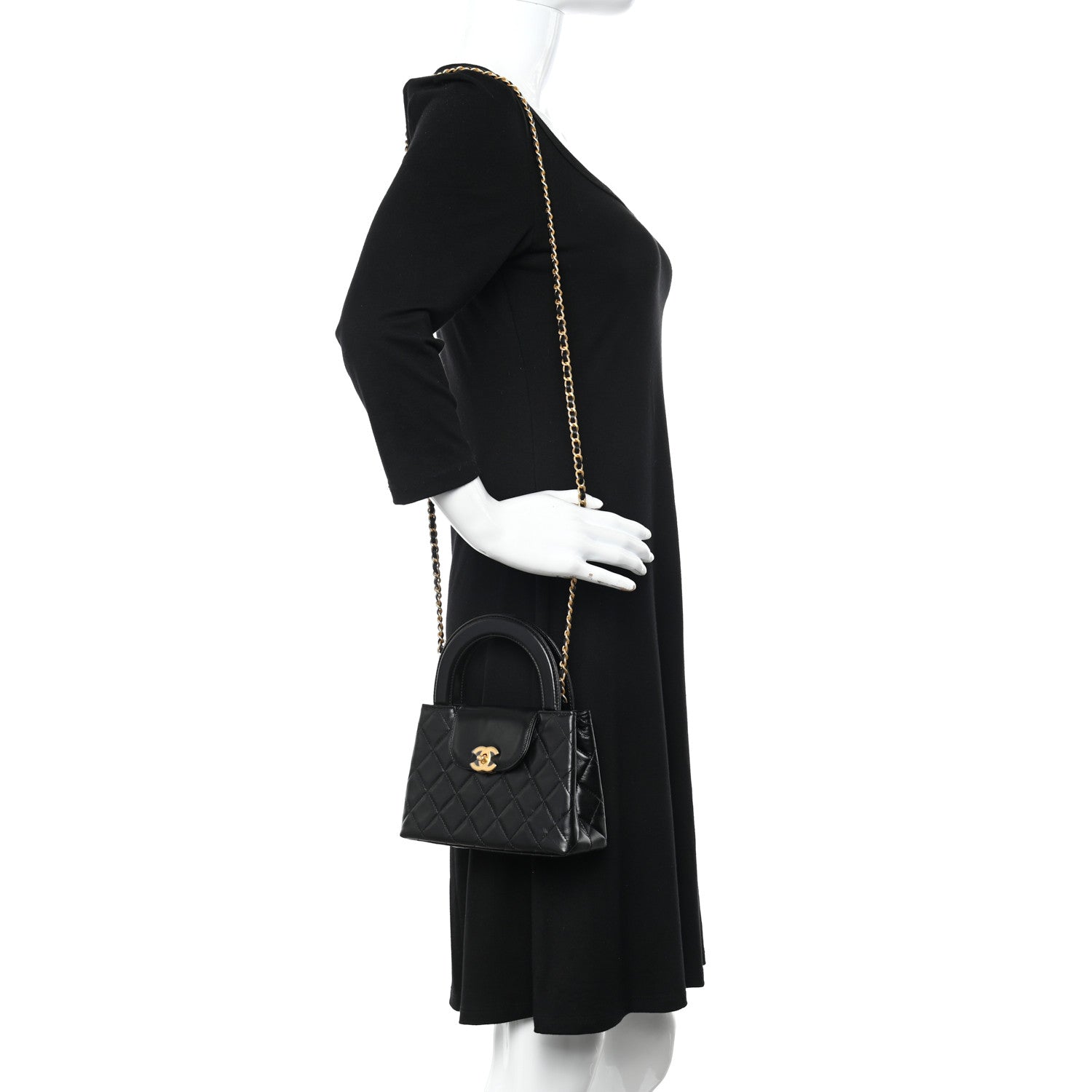 Chanel Shiny Aged Calfskin Quilted Nano Kelly Shopper Black 2 of 11