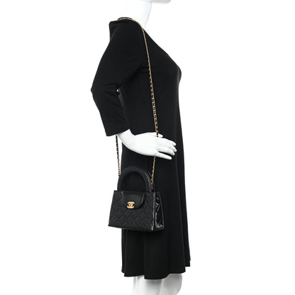 Chanel Shiny Aged Calfskin Quilted Nano Kelly Shopper Black 2 of 11