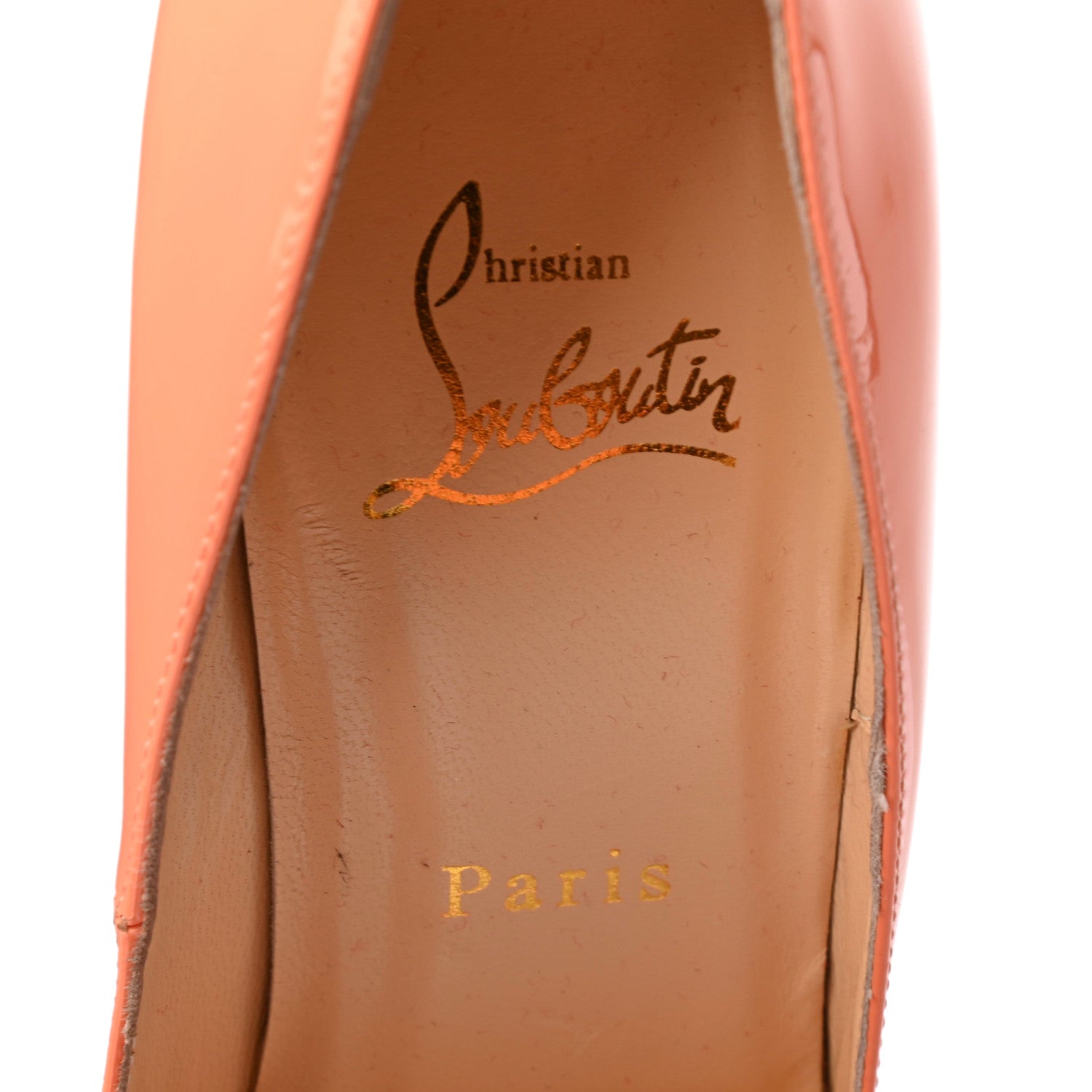 Christian Louboutin Patent 120 Peep Toe Pumps 38.5 Flamingo 7 of 7