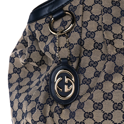 Gucci Monogram Calfskin Large Sukey Tote Beige Blue 9 of 12