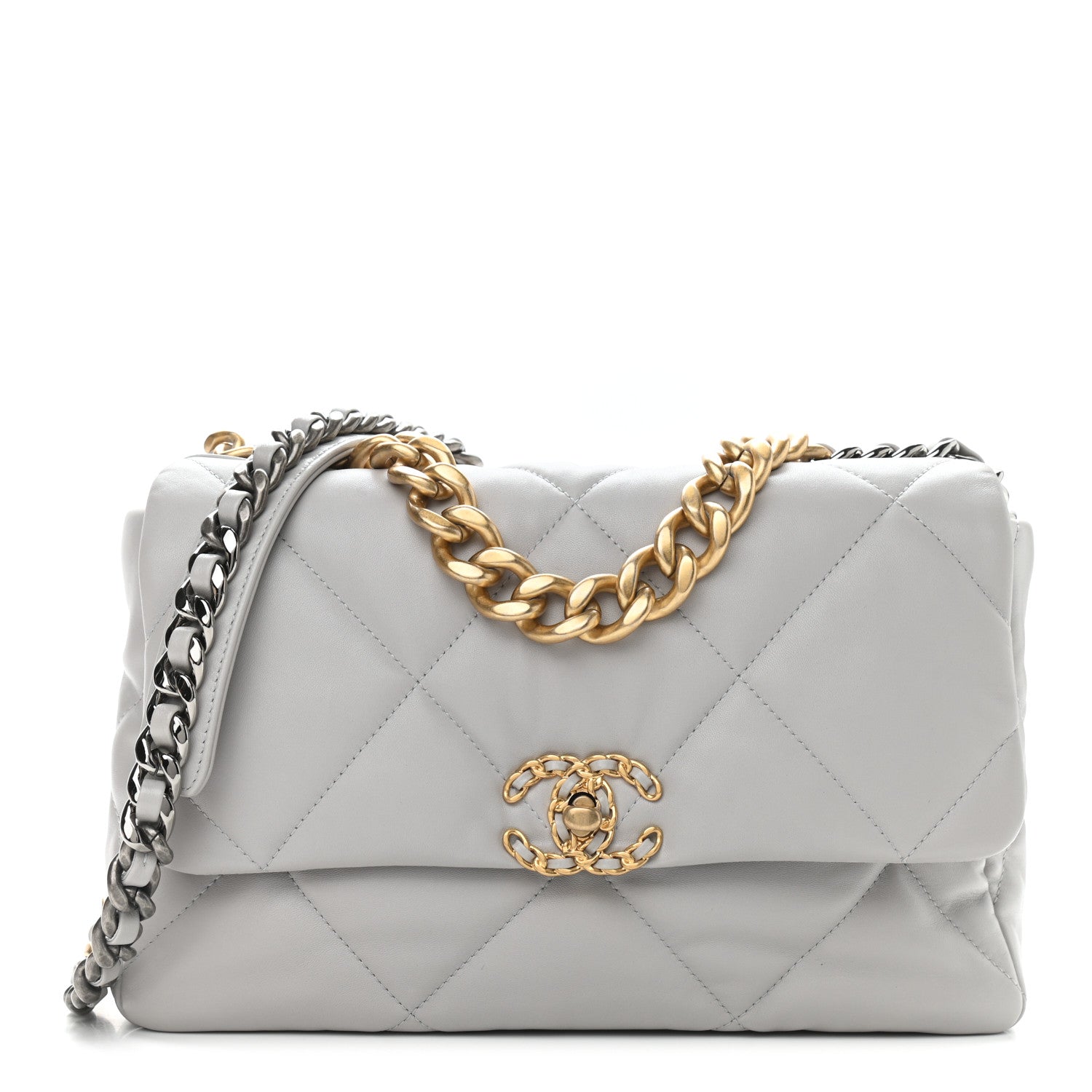 Chanel Lambskin Quilted Large Chanel 19 Flap Grey 1 of 9