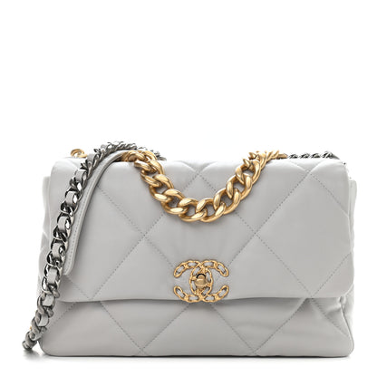 Chanel Lambskin Quilted Large Chanel 19 Flap Grey 1 of 9