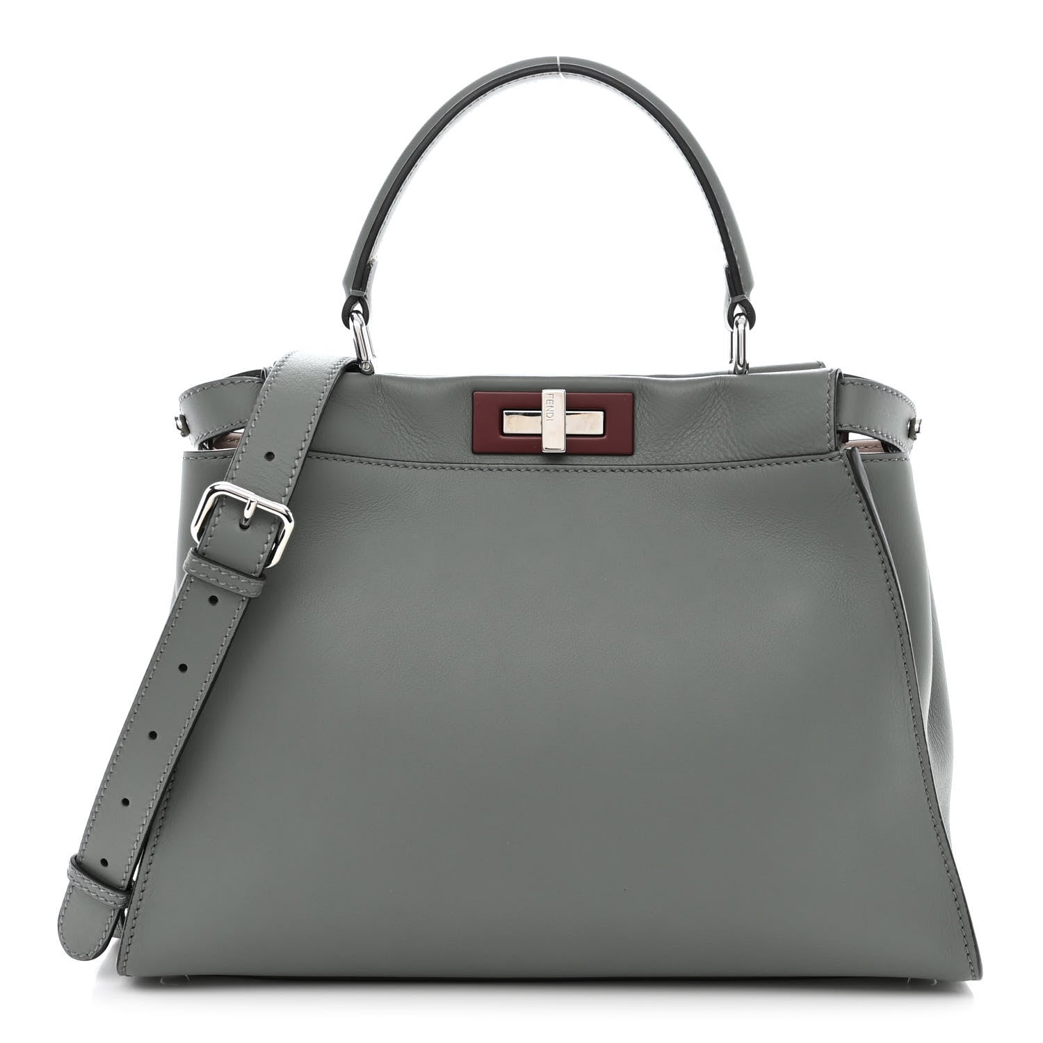 Fendi Vitello Seta Shiny Nappa Medium Peekaboo Iconic Satchel Alga Rosa Doll 1 of 14