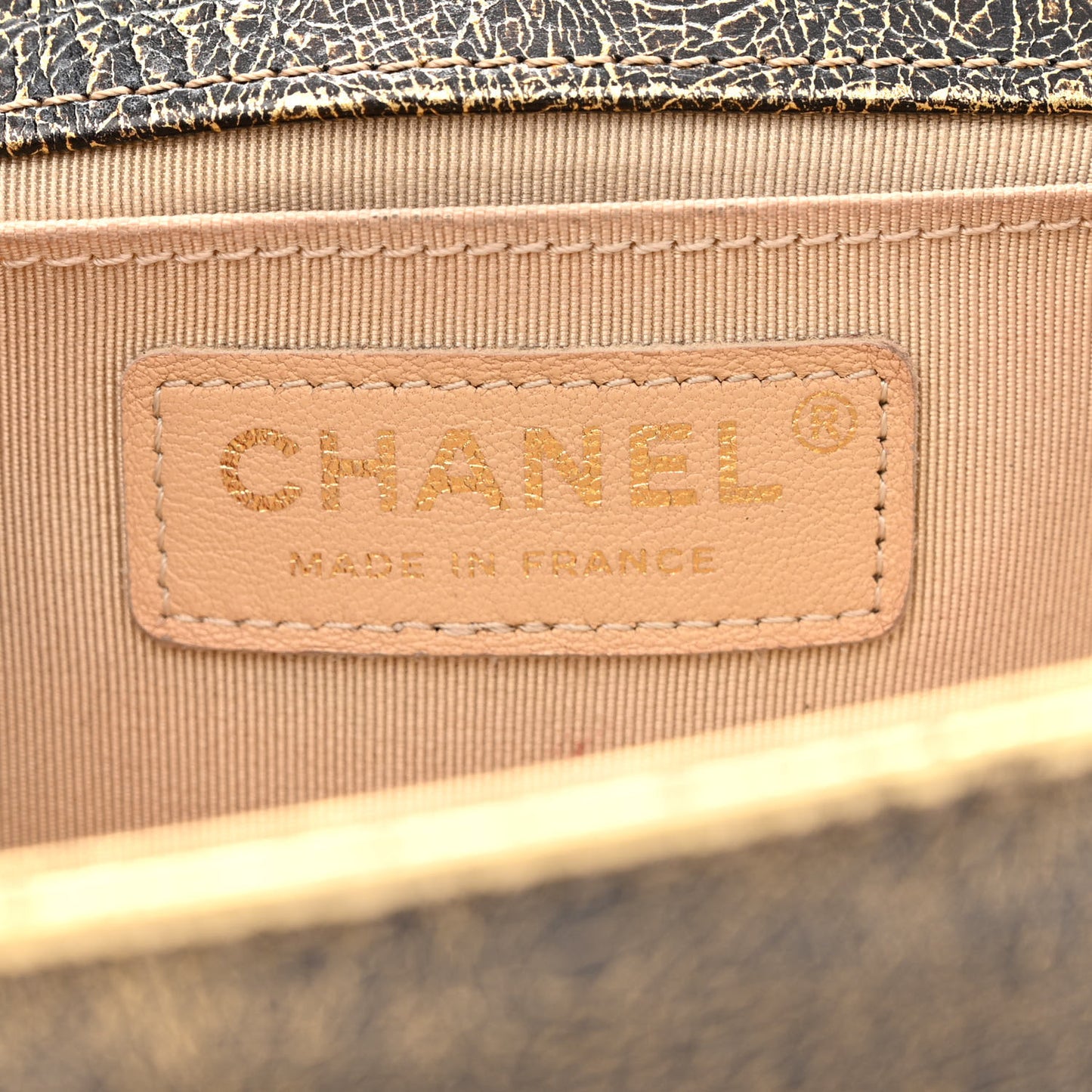 Cracked Metallic Calfskin Quilted Medium Boy Flap Gold