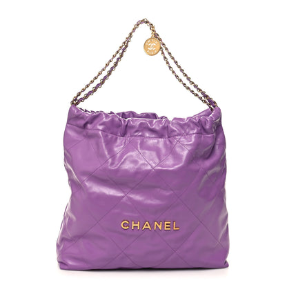 Chanel Shiny Calfskin Quilted Small Chanel 22 Purple 3 of 13