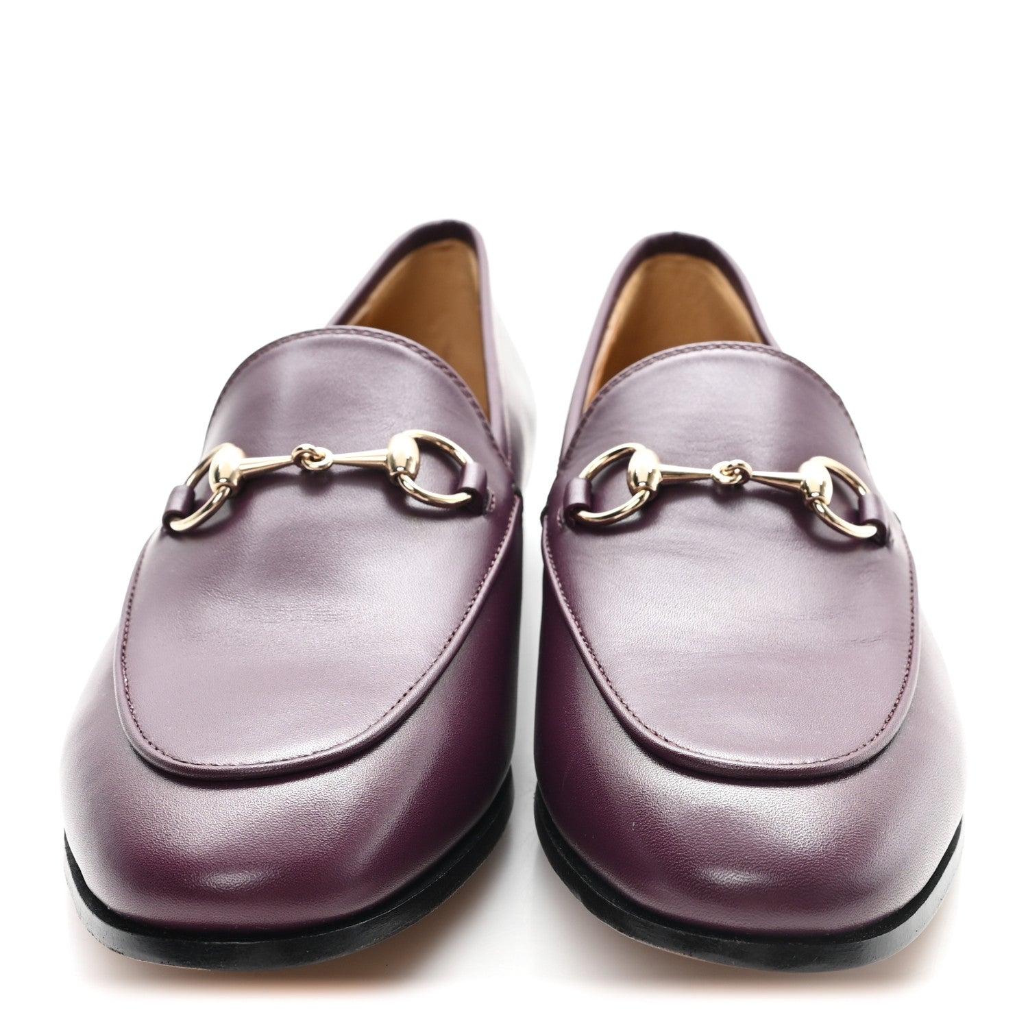 Gucci Real Betis Glamour Calfskin Womens Jordaan Horsebit Loafers 37 Shiny Vineyard 3 of 10
