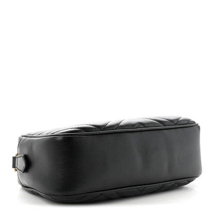 Gucci Calfskin Matelasse Small GG Marmont Chain Shoulder Bag Black Black 3 of 9