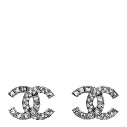 Chanel Baguette Crystal CC Earrings Silver 1 of 5