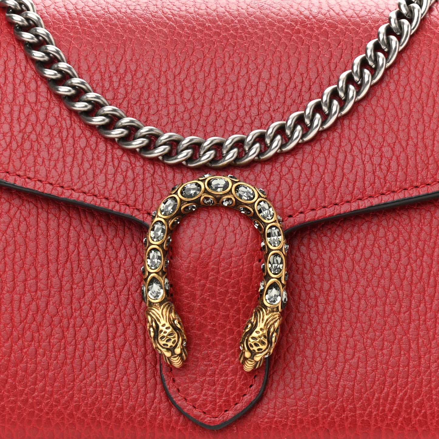 Calfskin Mini Dionysus Chain Wallet Hibiscus Red