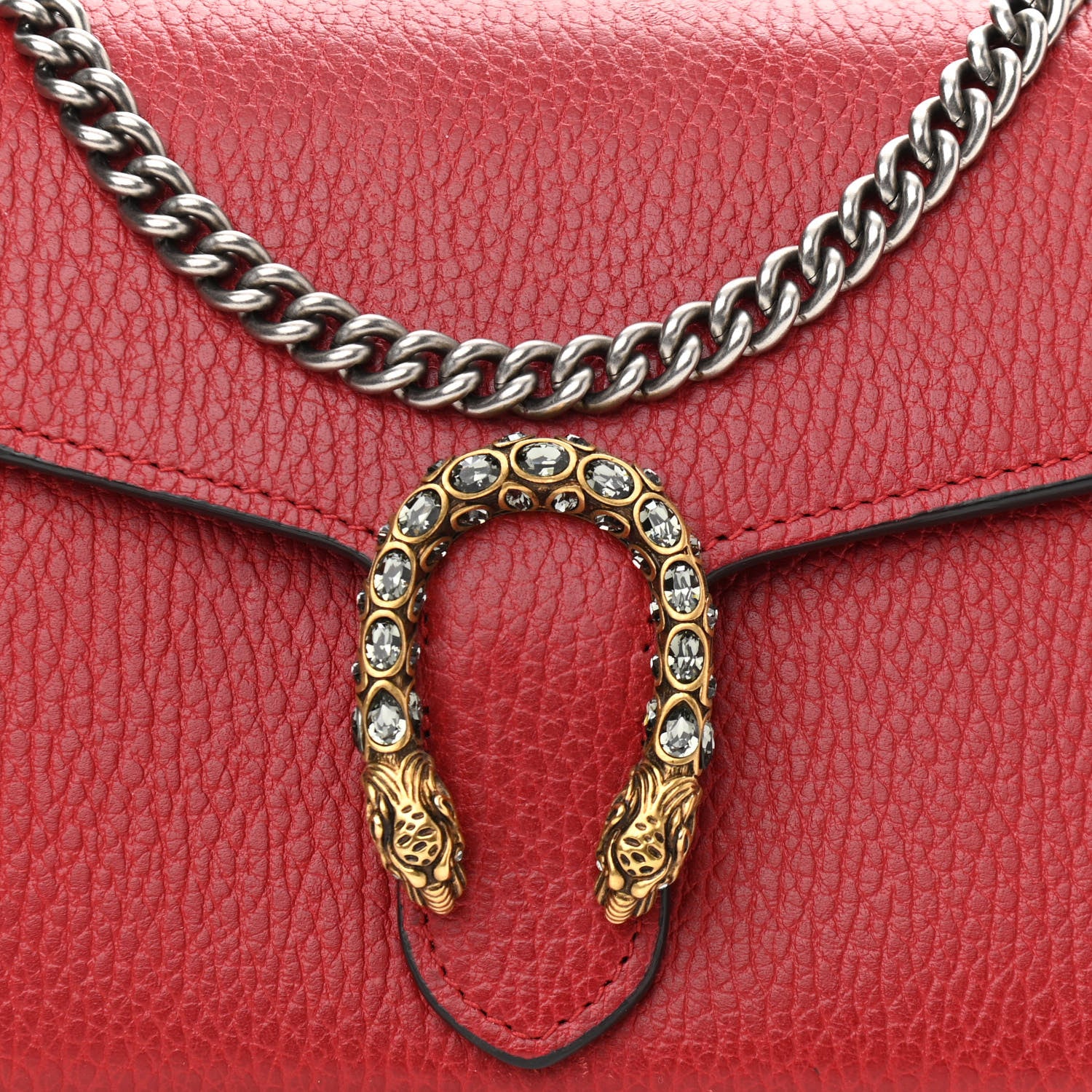 Gucci Calfskin Mini Dionysus Chain Wallet Hibiscus Red 8 of 11