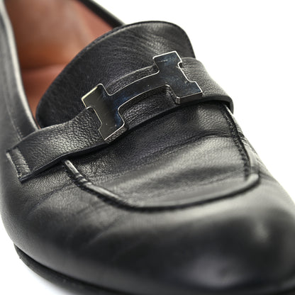 Hermes Goatskin Womens Paris Loafers 39 Black 9 of 9