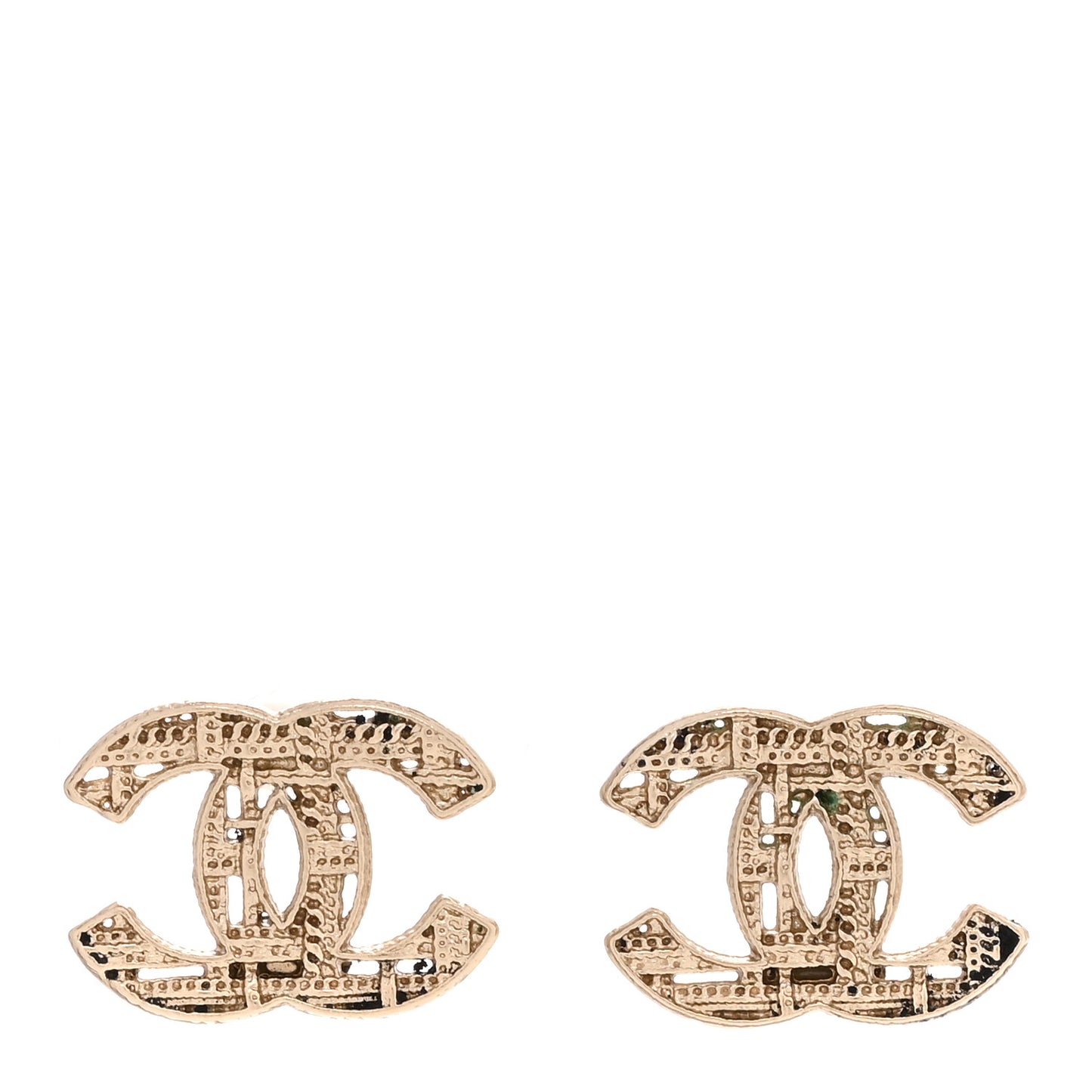 Tweed Effect CC Earrings Gold