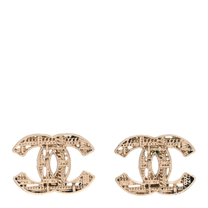 Chanel Tweed Effect CC Earrings Gold 1 of 4