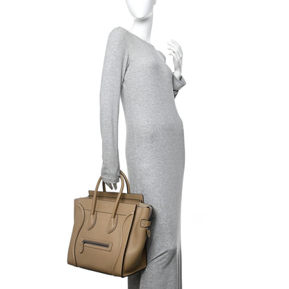 Celine Drummed Calfskin Mini Luggage Dune 2 of 11