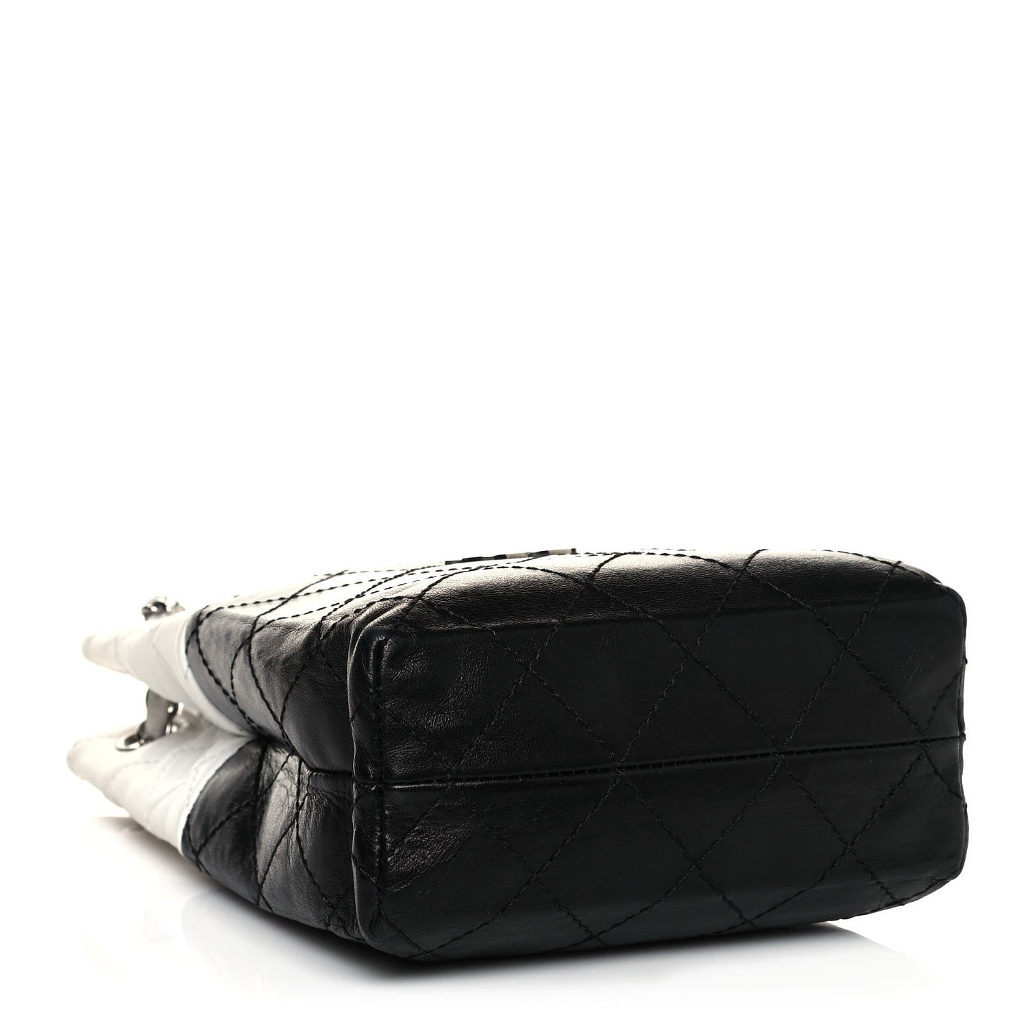 Chanel Lambskin Quilted Vertical Tote Black White 4 of 12