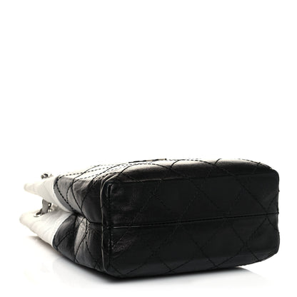 Chanel Lambskin Quilted Vertical Tote Black White 4 of 12