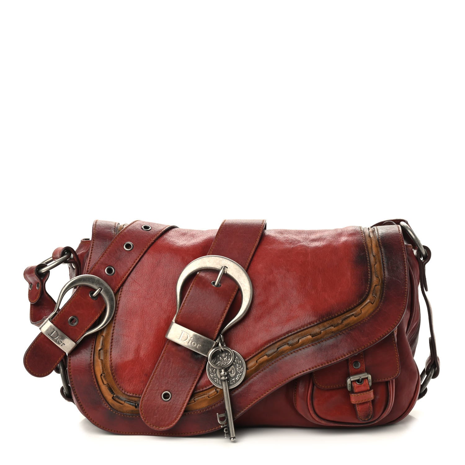 Christian Dior Calfskin Gaucho Double Saddle Red 1 of 23