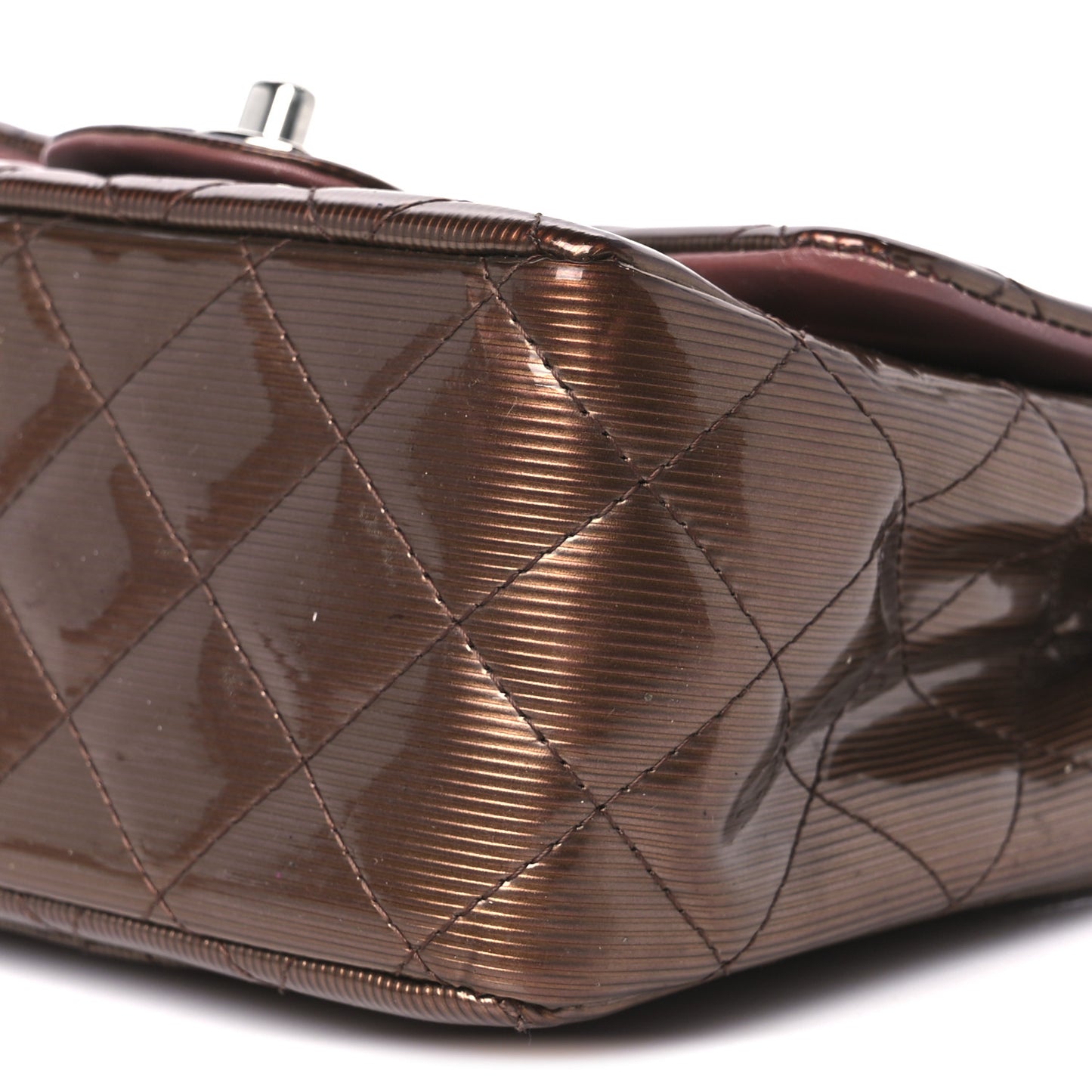 Striated Patent Quilted Mini Square Flap Pink