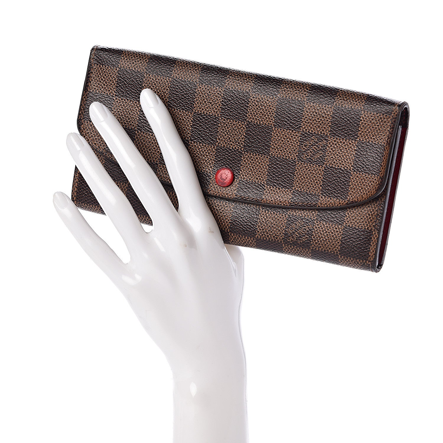 Louis Vuitton Damier Ebene Emilie Wallet Red 2 of 13