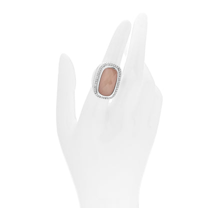 David Yurman Sterling Silver Diamond Rose Quartz 21mm Albion Statement Ring 52 6 2 of 7
