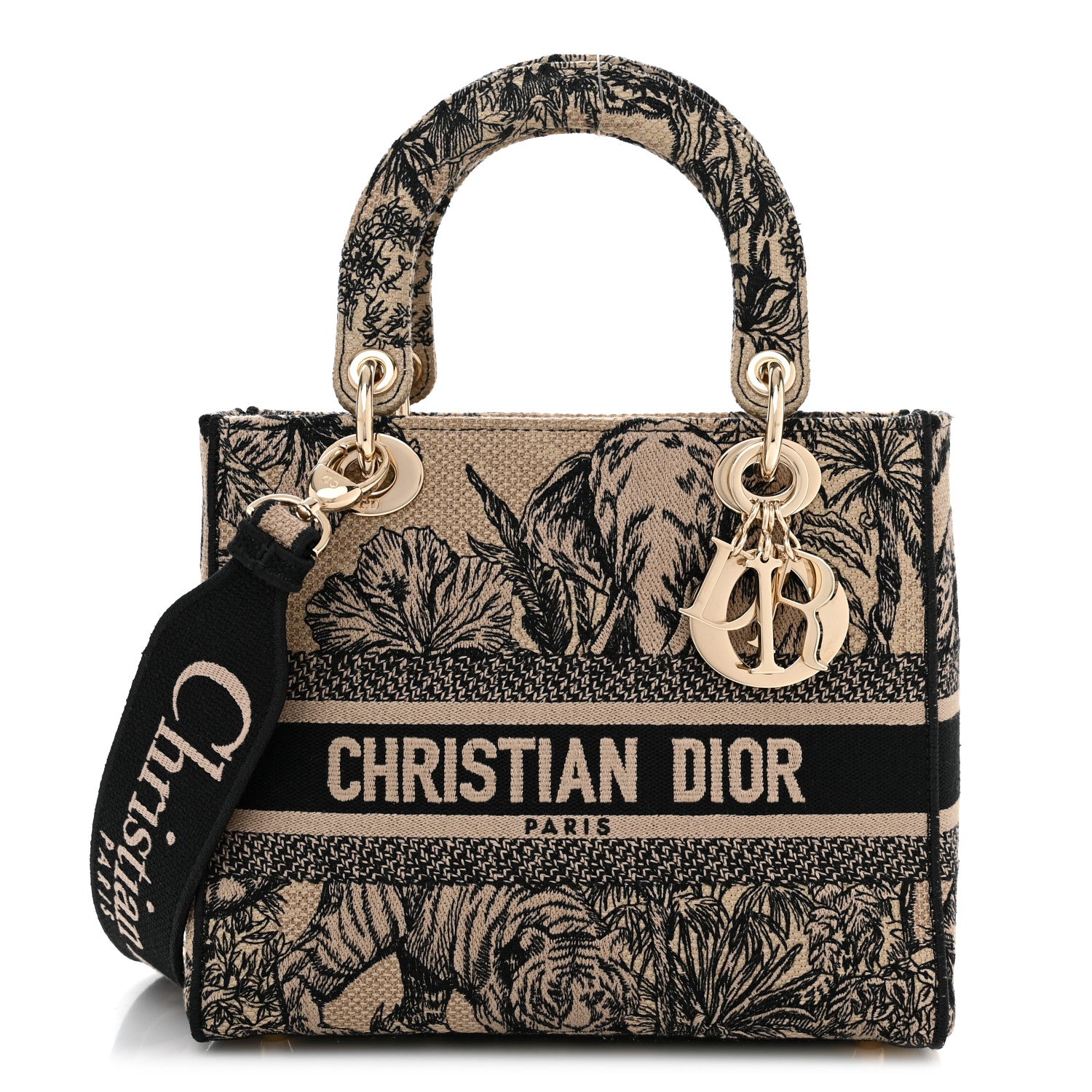 Christian Dior Toile de Jouy Voyage Embroidered Medium Lady D-Lite Beige Multicolor 1 of 15
