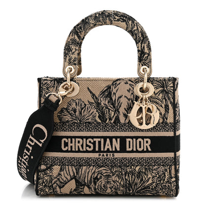 Christian Dior Toile de Jouy Voyage Embroidered Medium Lady D-Lite Beige Multicolor 1 of 15