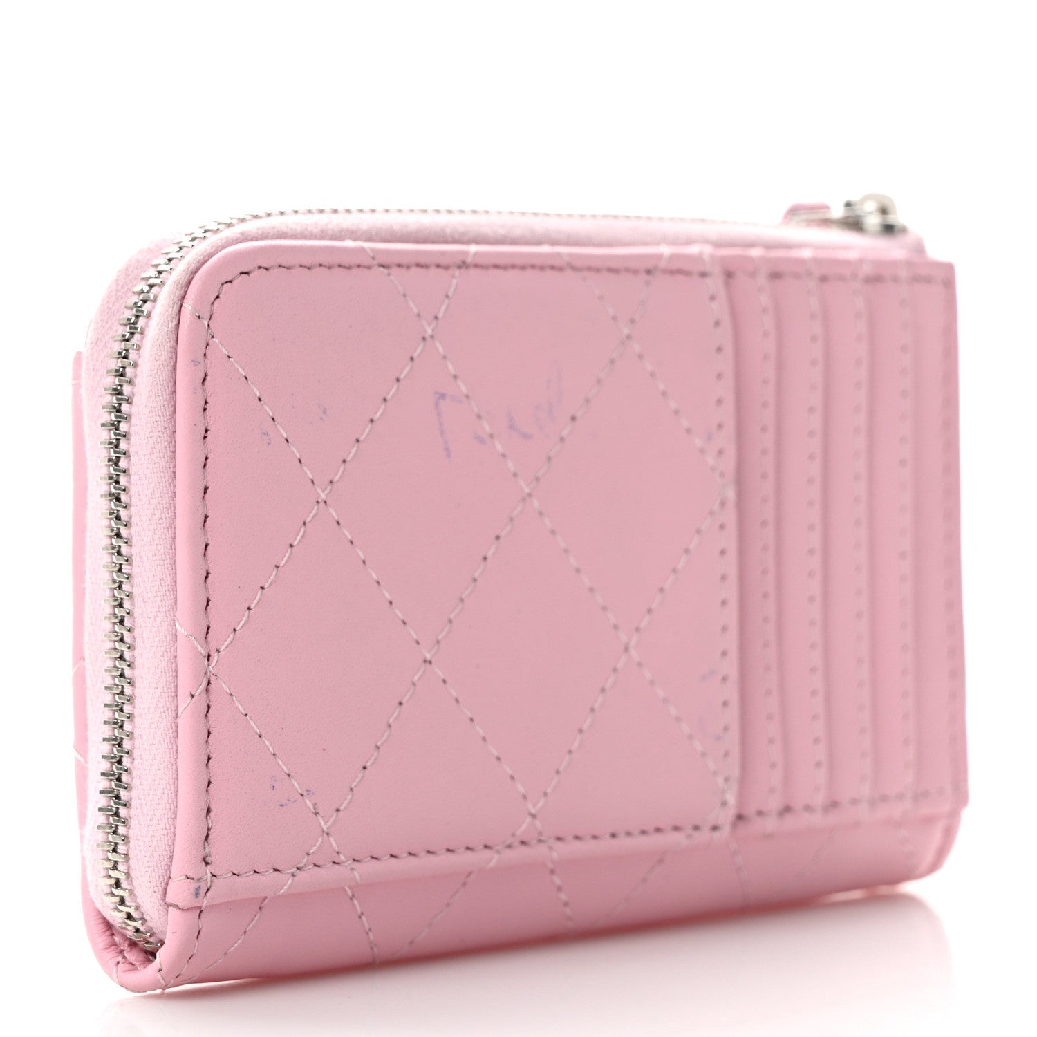 Chanel Lambskin Quilted CC Zip Card Holder Light Pink 3 of 8