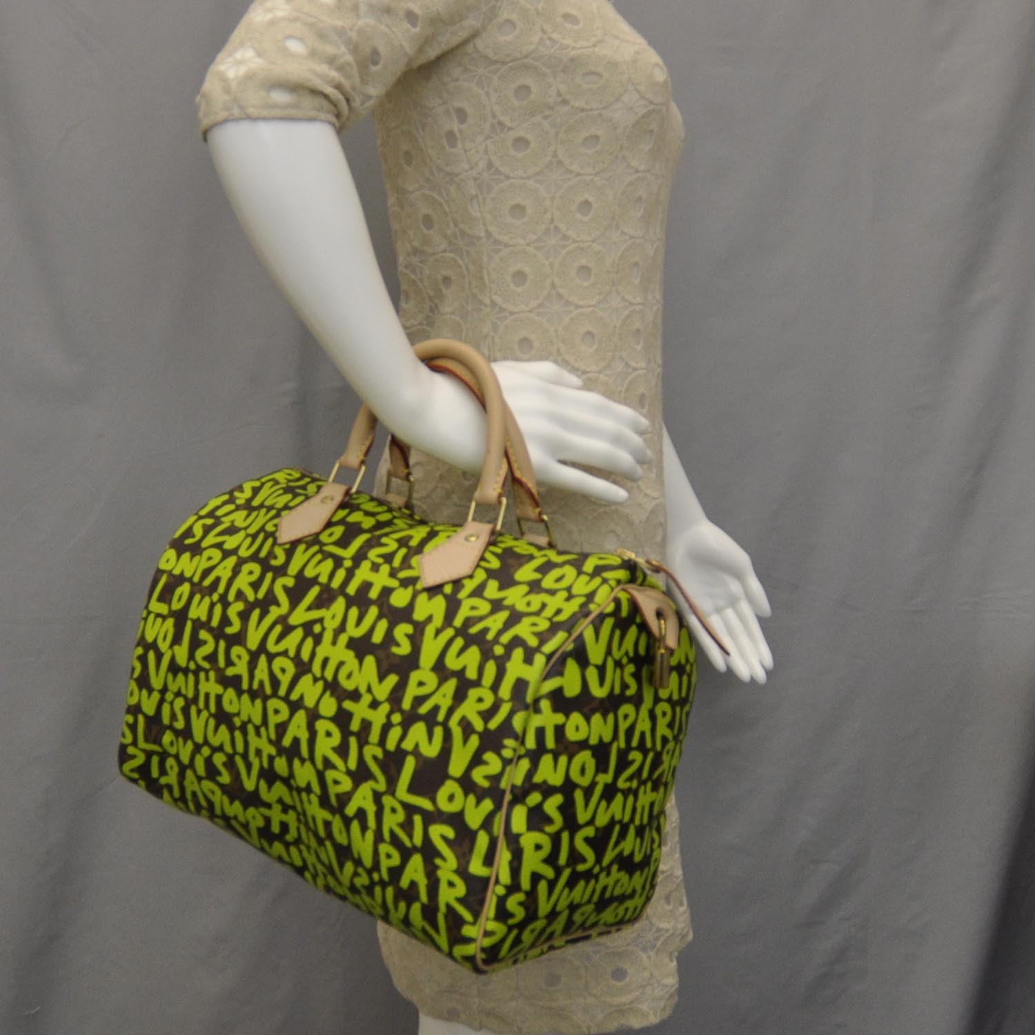 Louis Vuitton Monogram Graffiti Speedy 30 Green 2 of 7