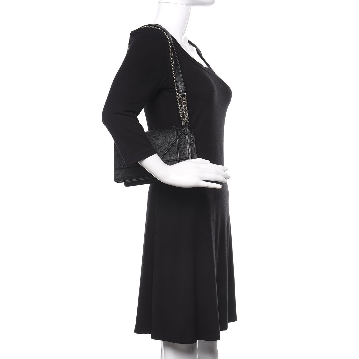 Grained Calfskin Small Diorama Flap Bag Black