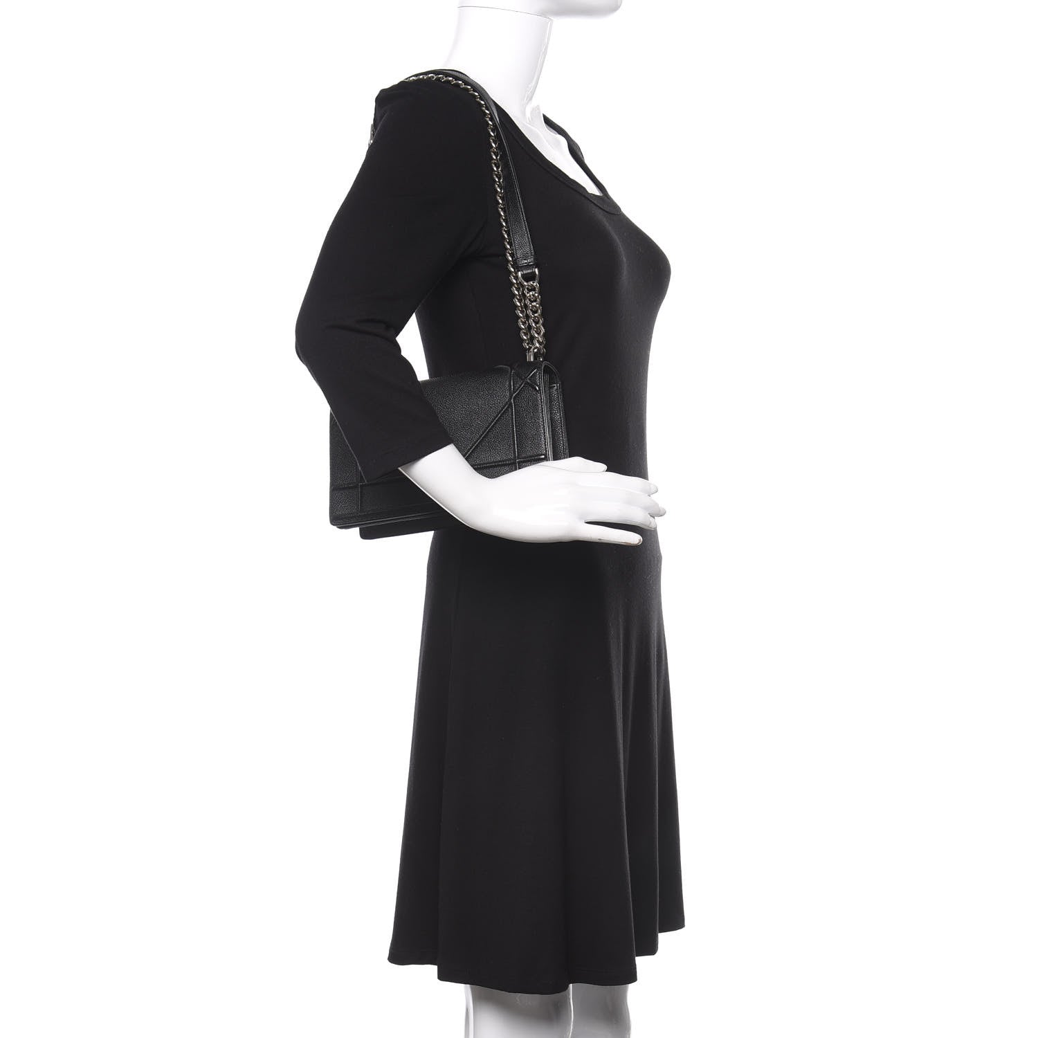 Christian Dior Grained Calfskin Small Diorama Flap Bag Black 3 of 9
