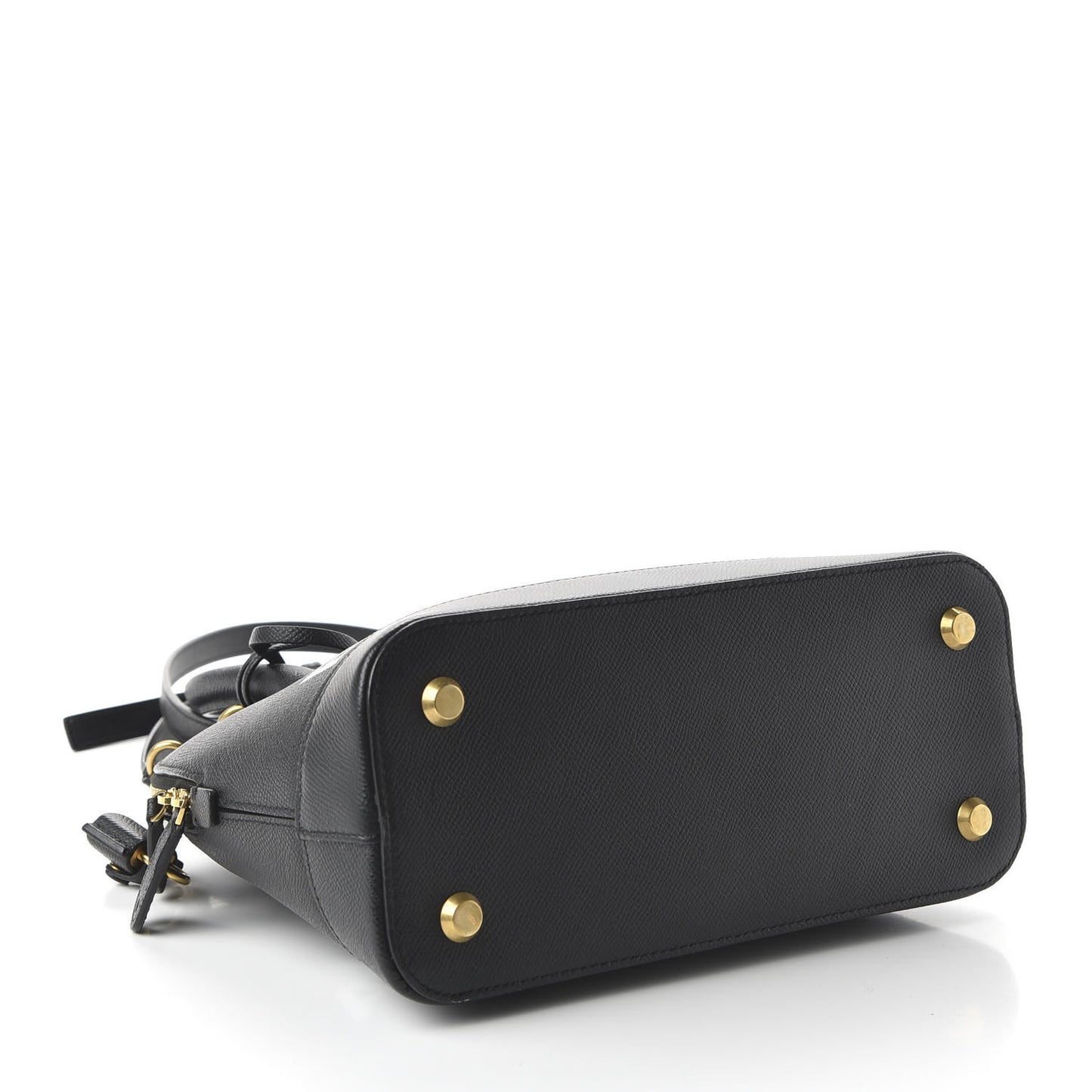 Signature Grained Calfskin Logo S Ville Top Handle Bag Black White