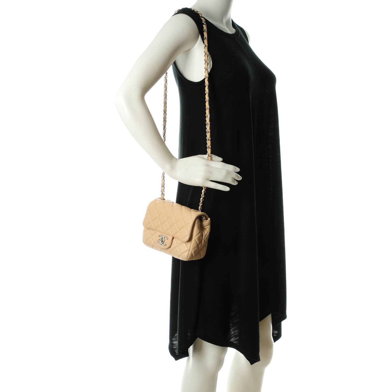 Chanel Lambskin Quilted Mini Square Flap Beige Clair 3 of 10
