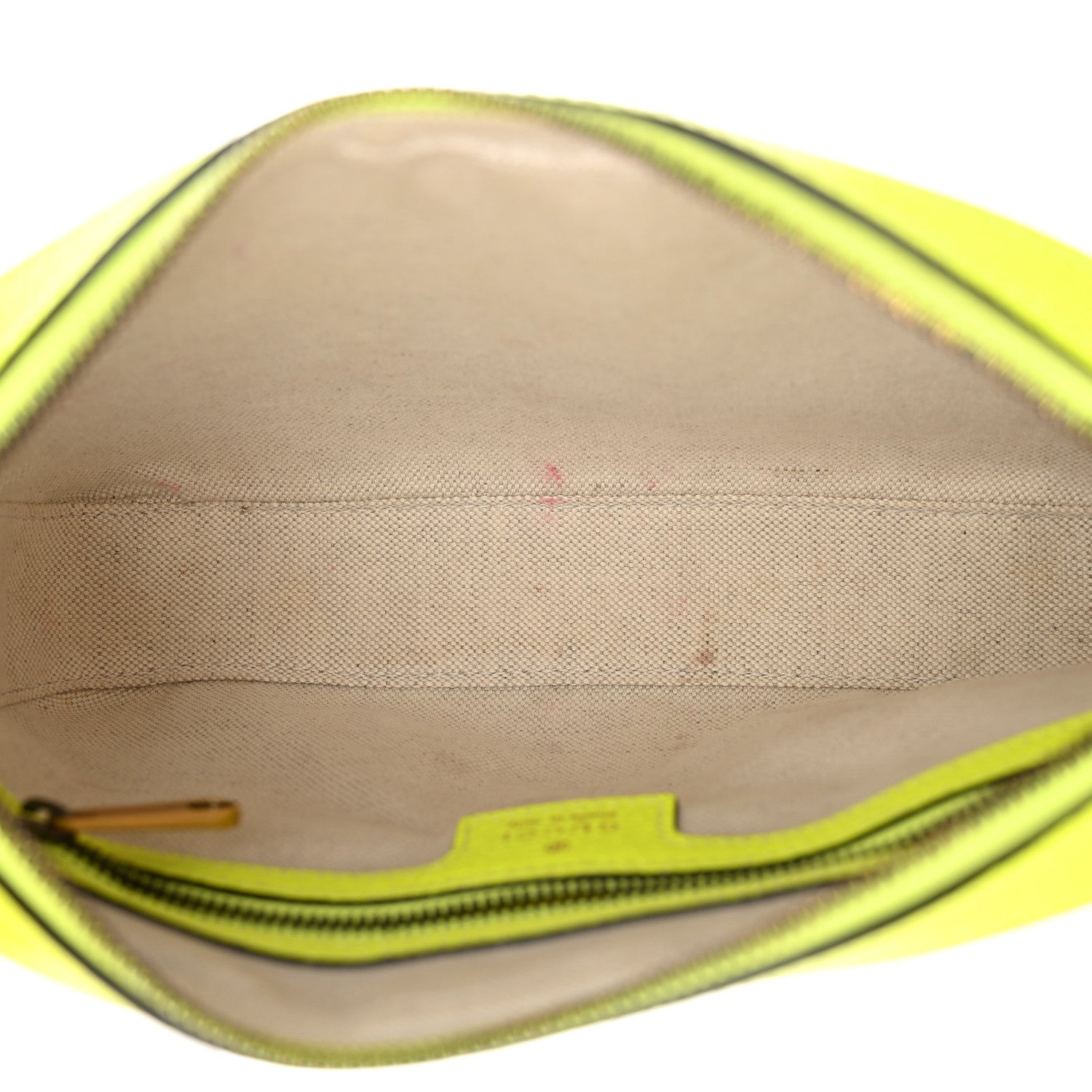Gucci GG Supreme Monogram Textured Dollar Calfskin Web Ophidia Wristlet Shoulder Bag Beige Ebony Fluo Yellow 5 of 11