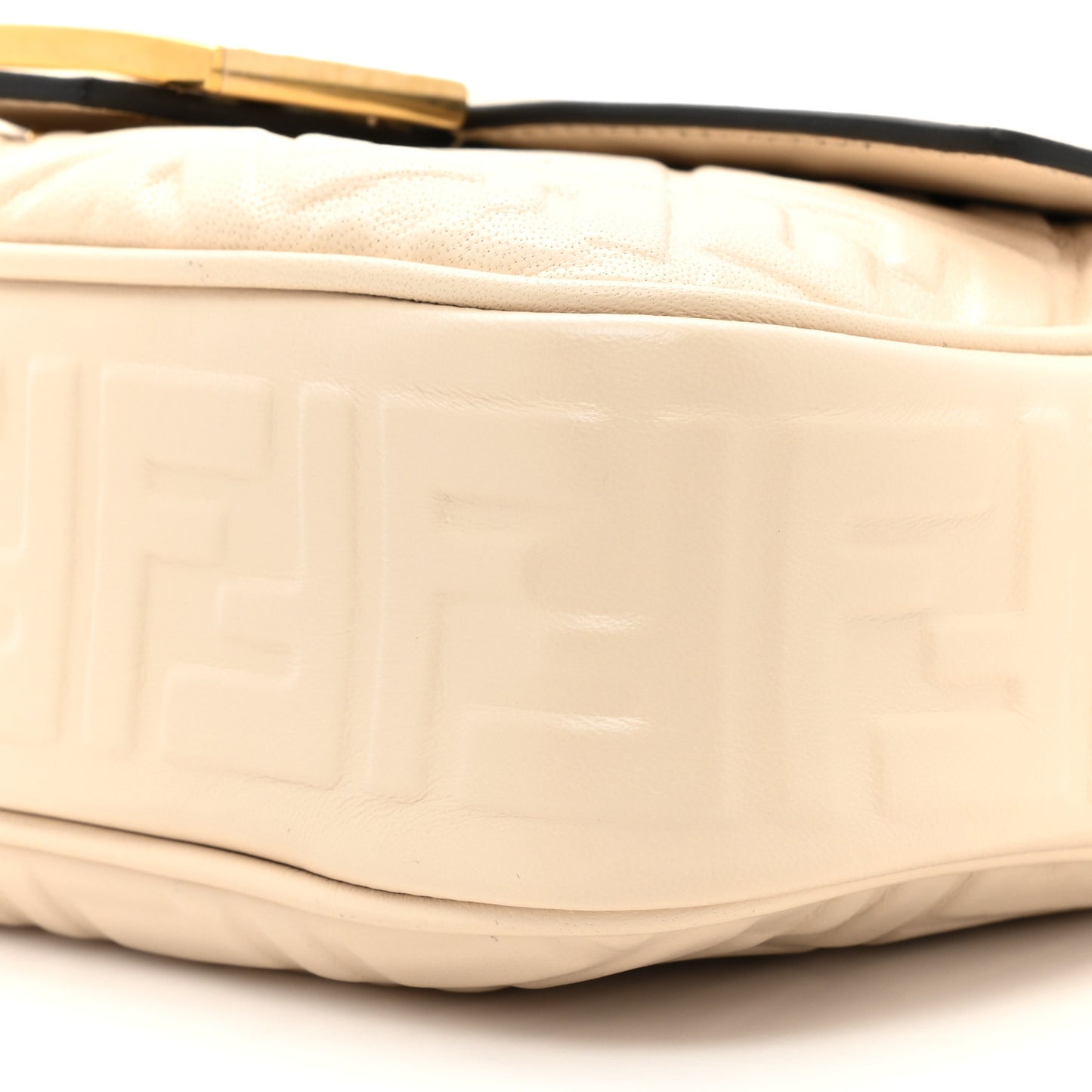 Nappa Small FF Embossed Midi Chain Baguette Poudre