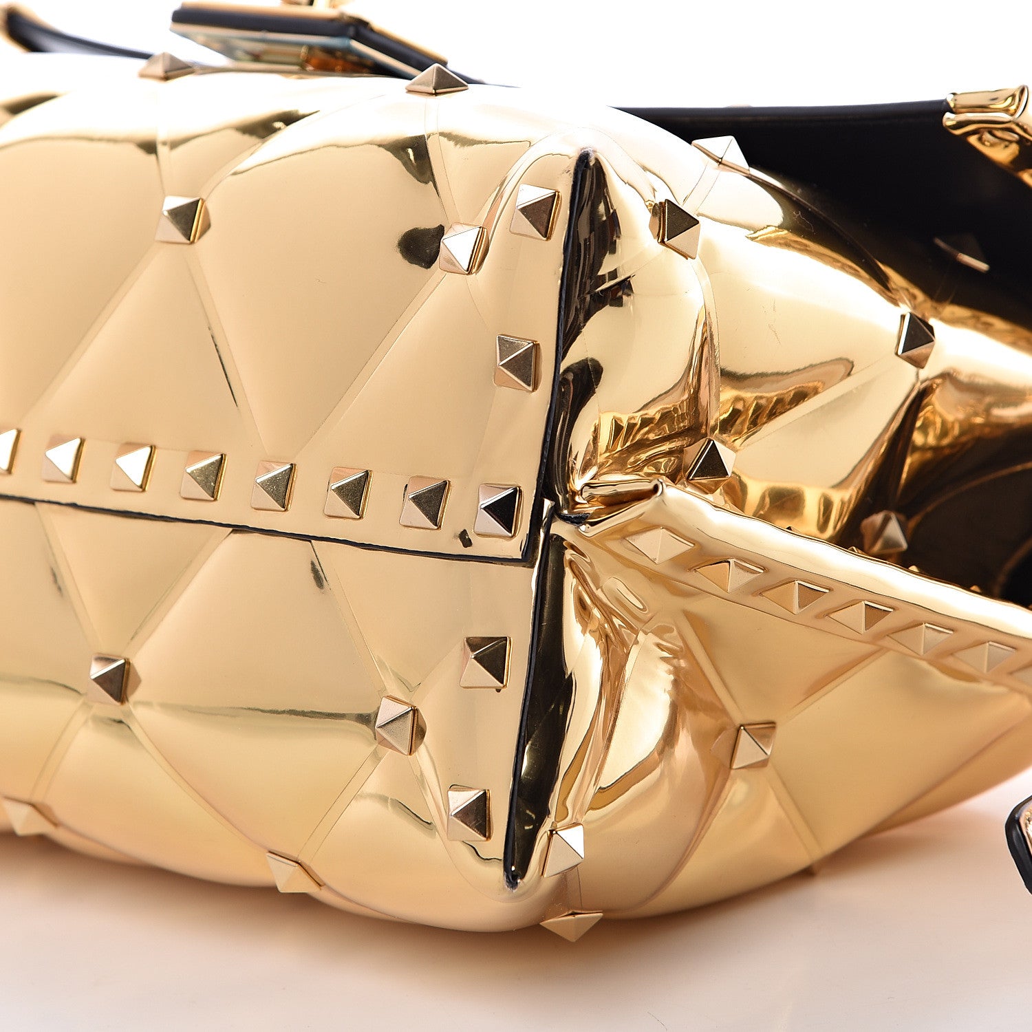 Valentino Garavani Metallic PVC Candystud Top Handle Bag Gold 9 of 11
