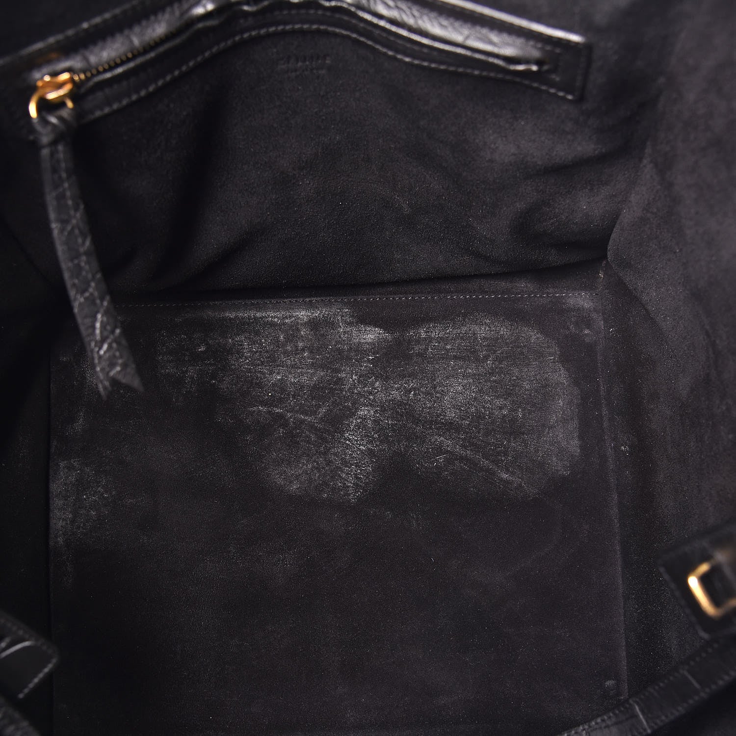 Celine Crocodile Embossed Calfskin Medium Phantom Luggage Black 10 of 17