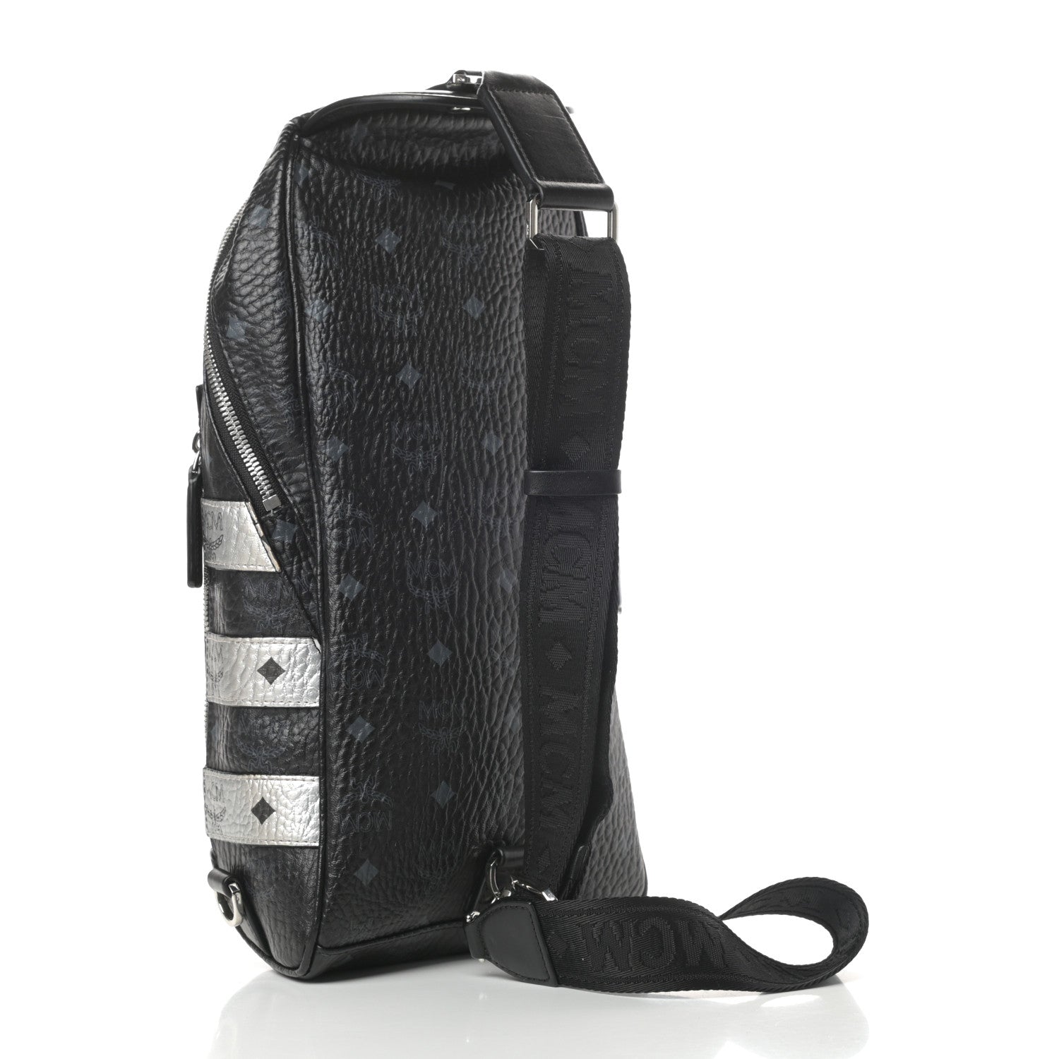 MCM Visetos Spot Medium Sling Bag Black Silver 3 of 12