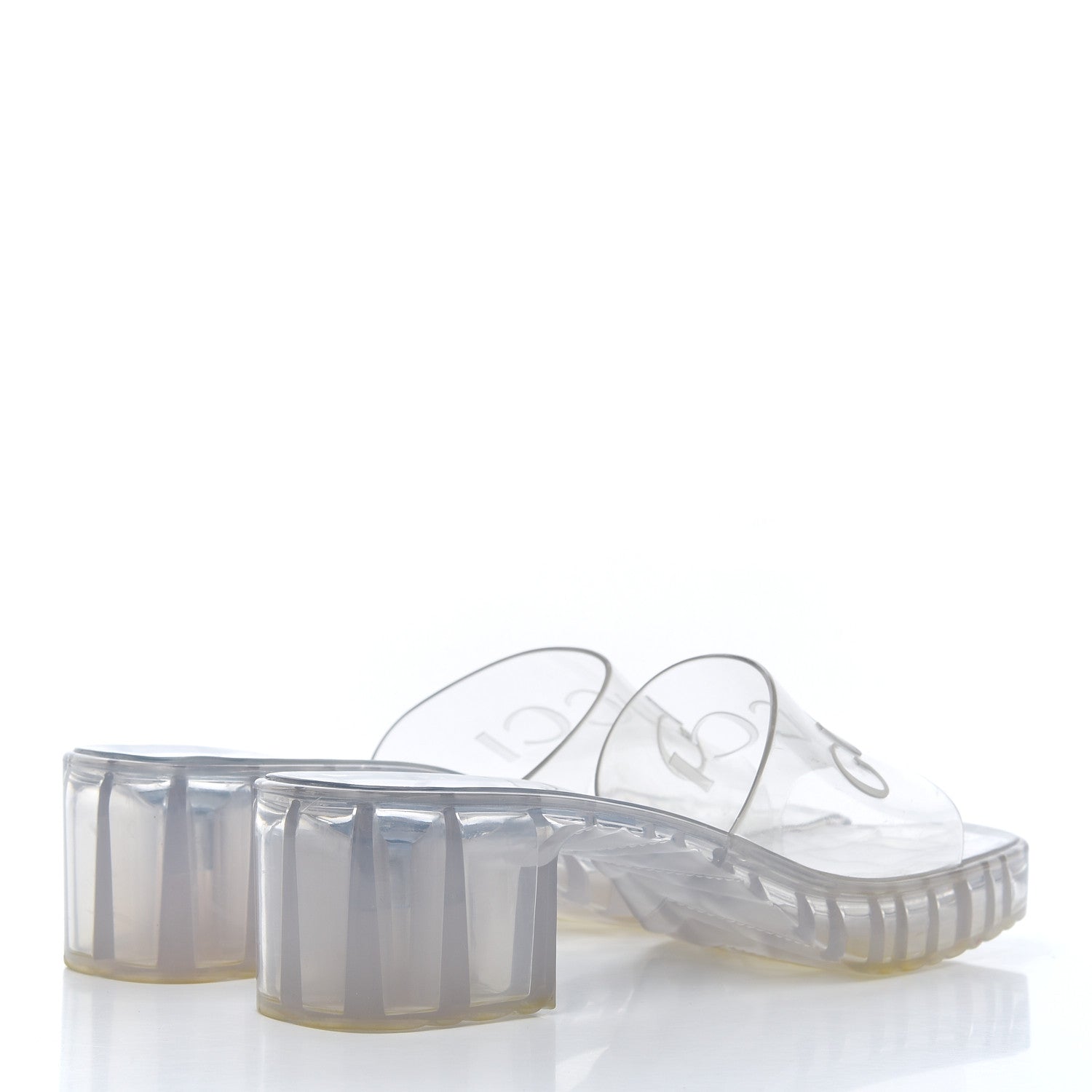 Gucci Rubber Gucci Logo Womens Platform 20/60mm Slide Sandals 39 Transparent 4 of 13
