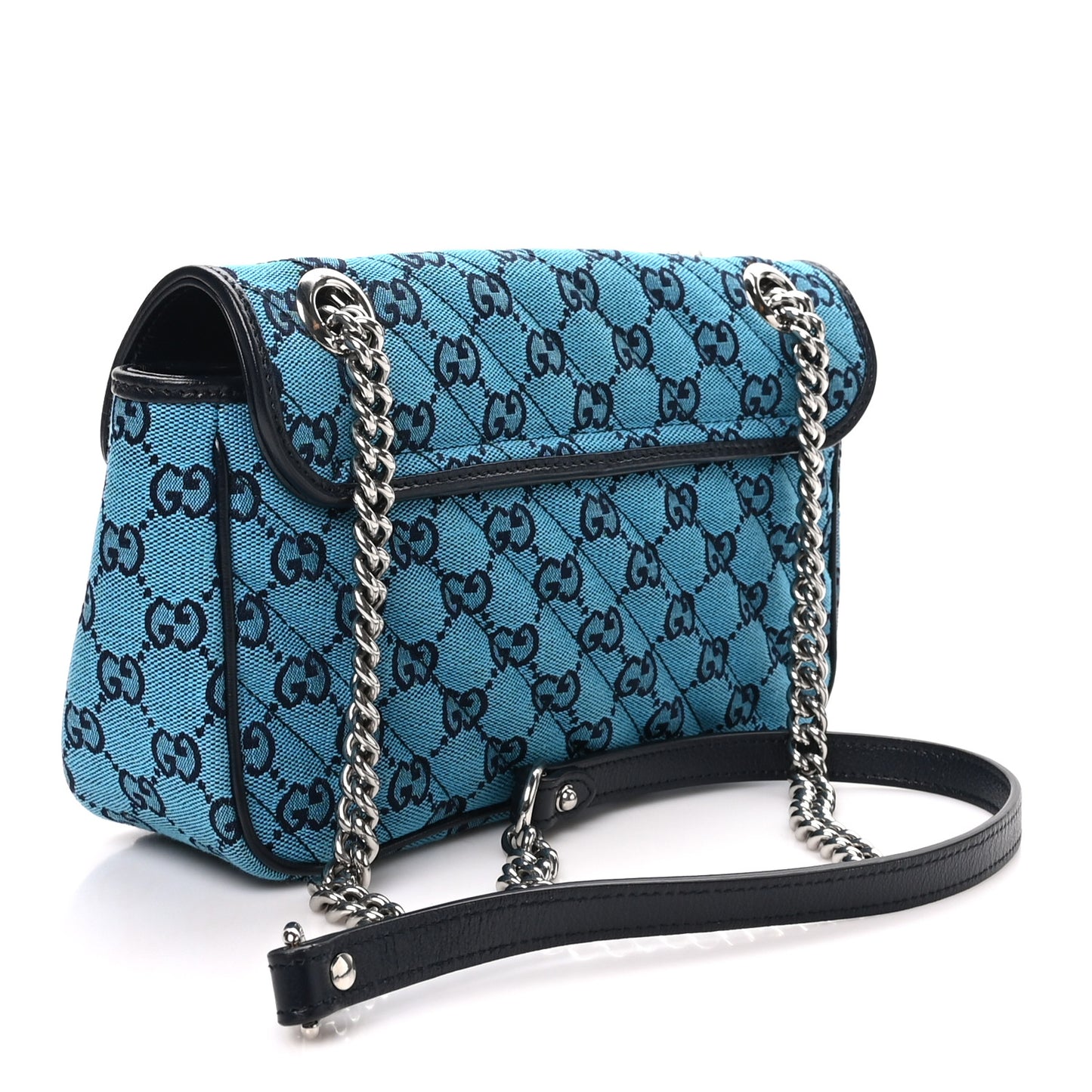 Monogram Multicolor Matelasse Diagonal Small GG Marmont Shoulder Bag Light Blue