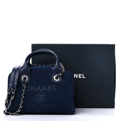 Chanel Mixed Fibers Deauville Bowling Bag Blue 15 of 15