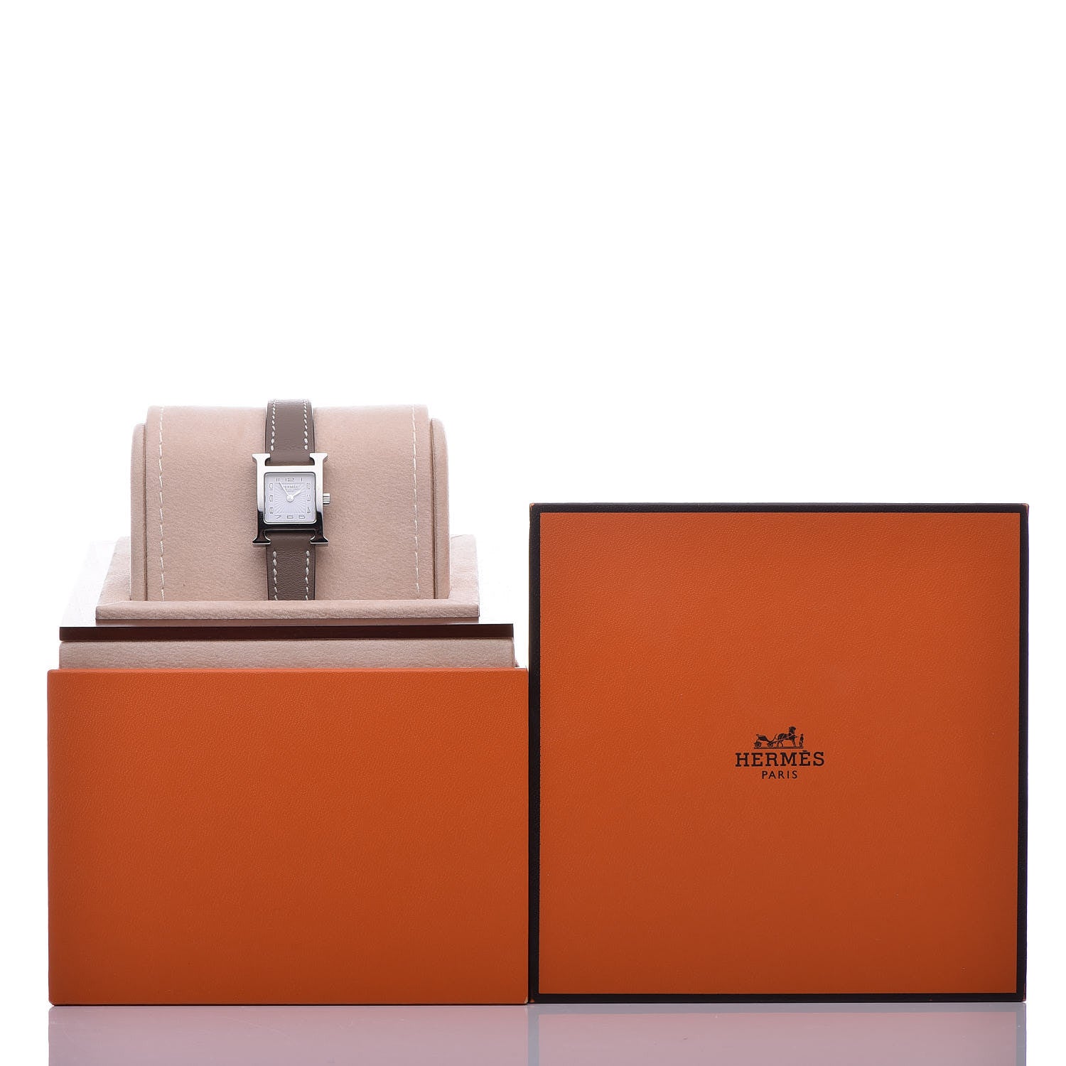 Hermes Stainless Steel Swift 17.2mm Heure H Hour Watch Etoupe 11 of 11
