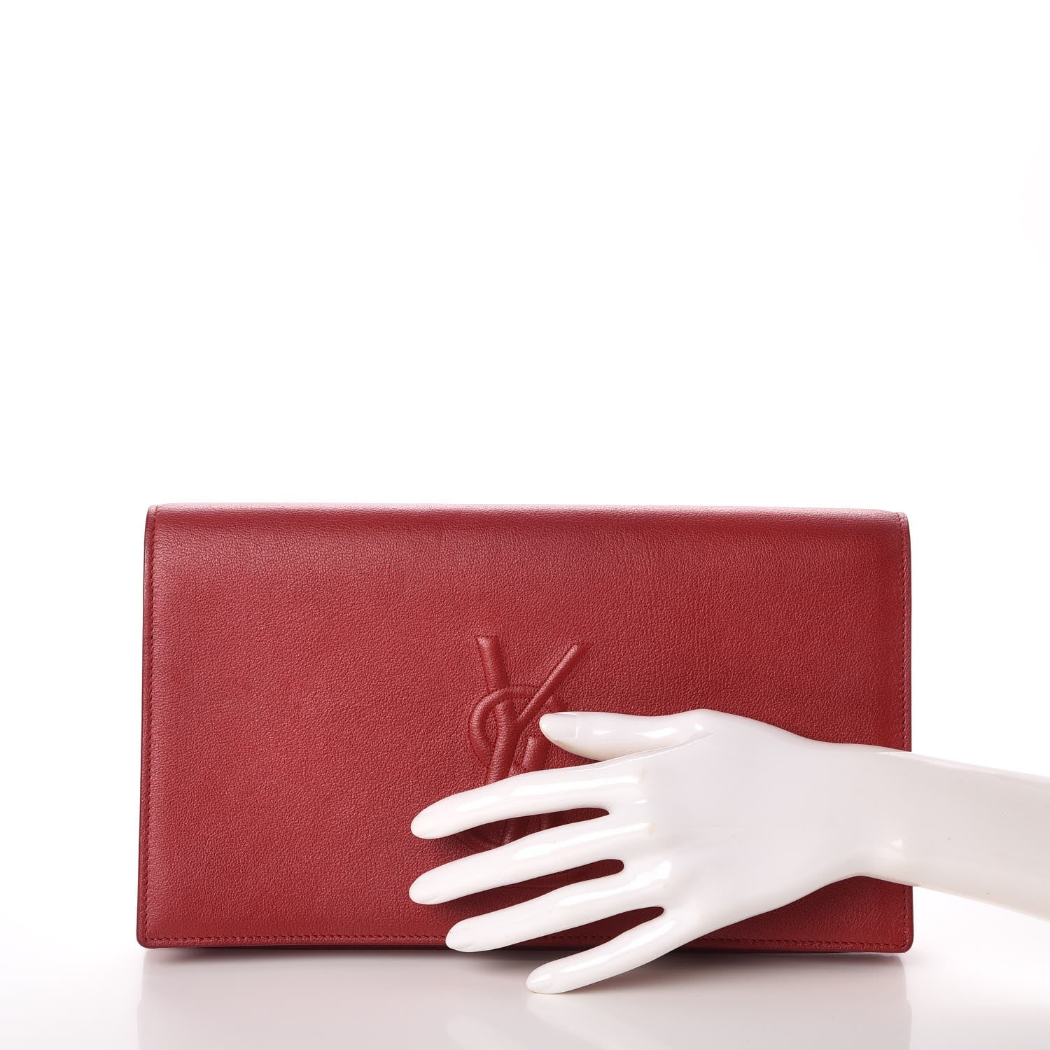 Saint Laurent Calfskin Monogram Large Belle De Jour Clutch Red 2 of 11