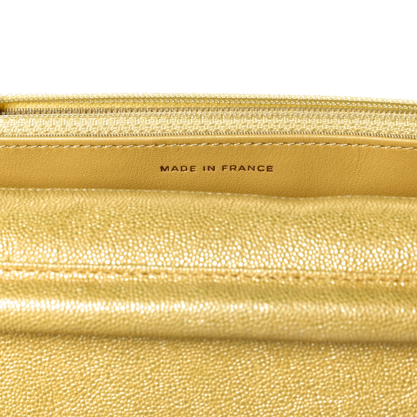 Iridescent Caviar Quilted Wallet on Chain WOC Yellow
