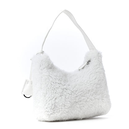 Prada Shearling Mini Re-Edition 2000 Bag White 4 of 8