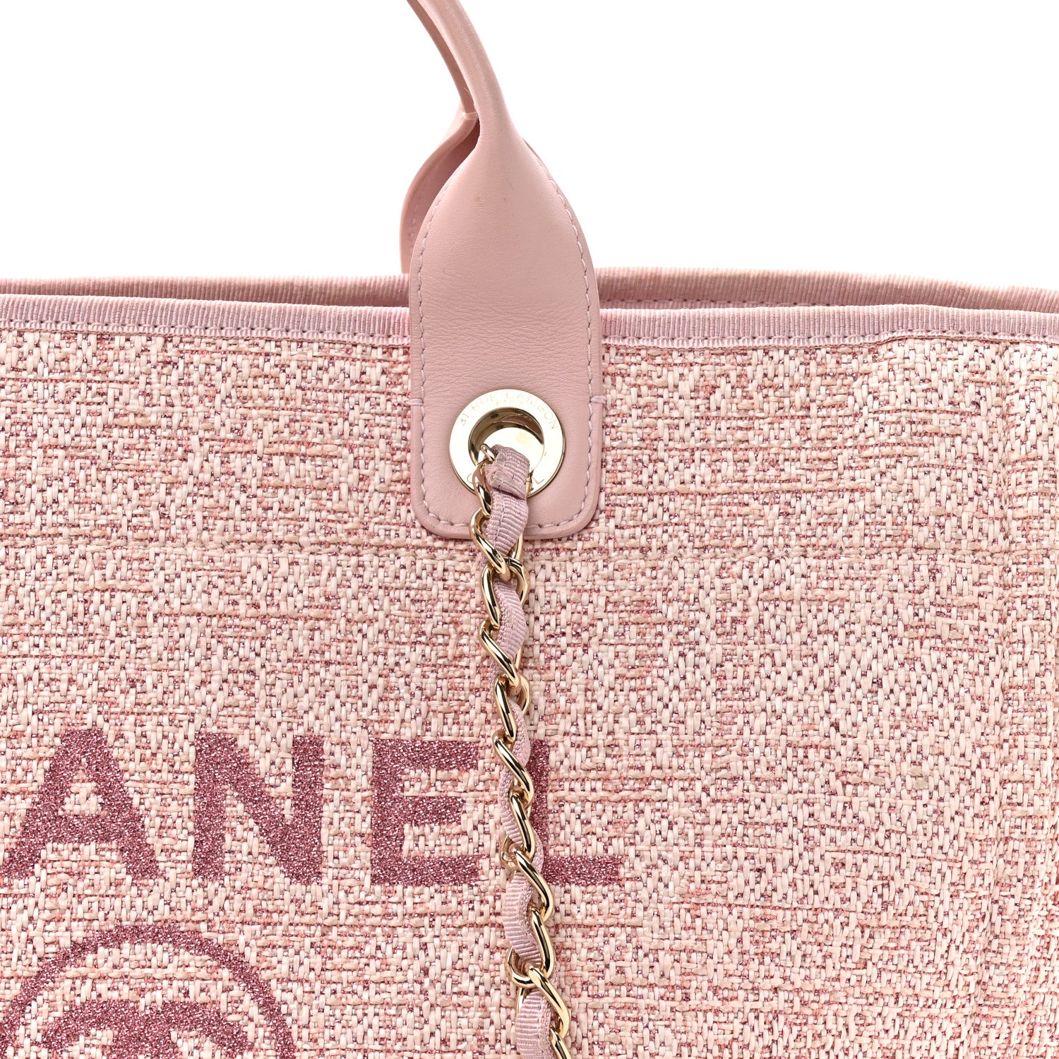 Chanel Lurex Boucle Deauville Medium Tote  Pink 8 of 13