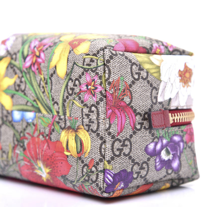 Gucci Soft GG Supreme Monogram Flora Calfskin Medium Ophidia Cosmetic Case Beige Ebony Multicolor Rosso 7 of 14